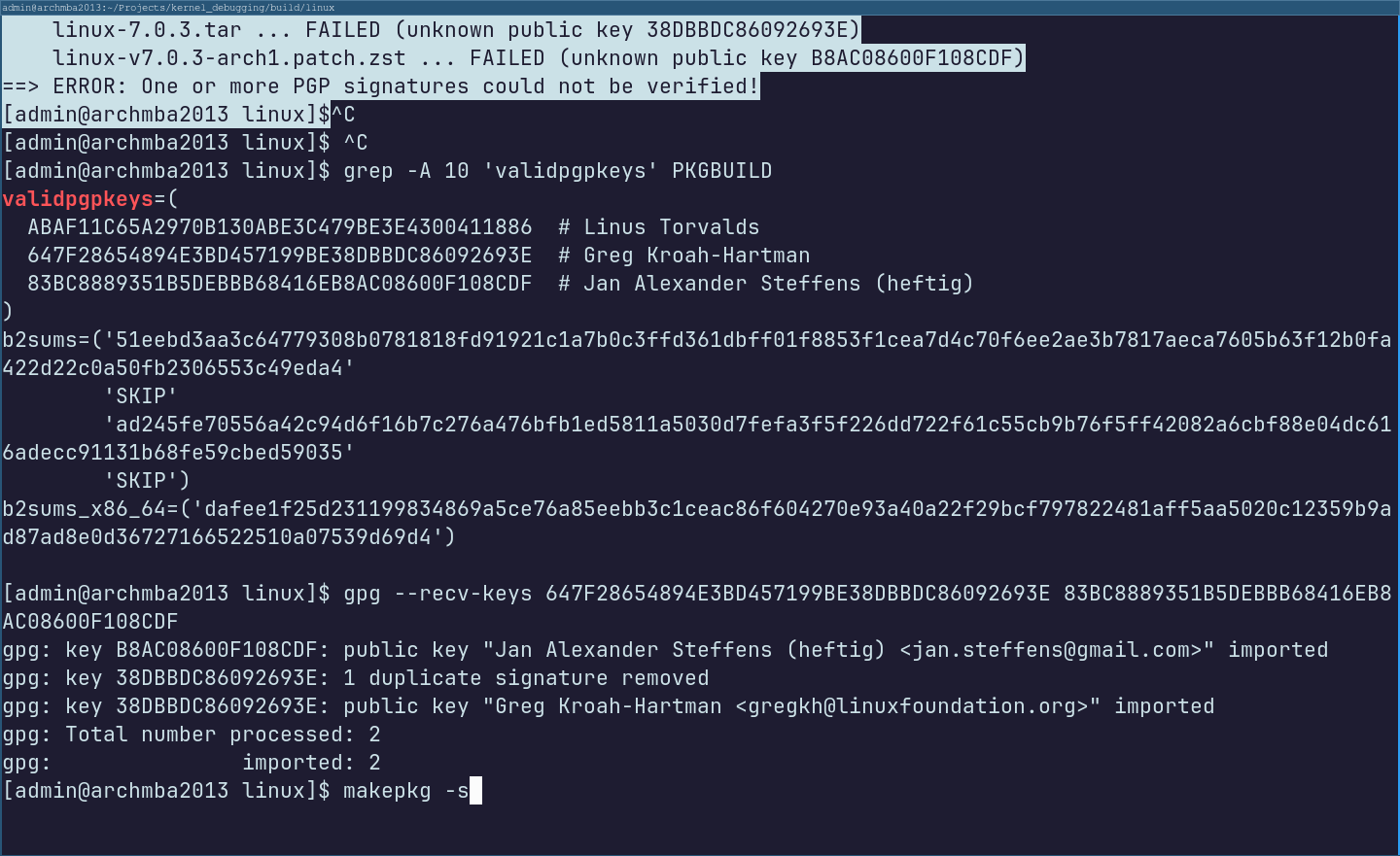 Adding the unverified keys