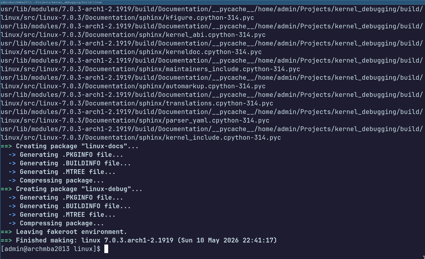 Linux kernel built