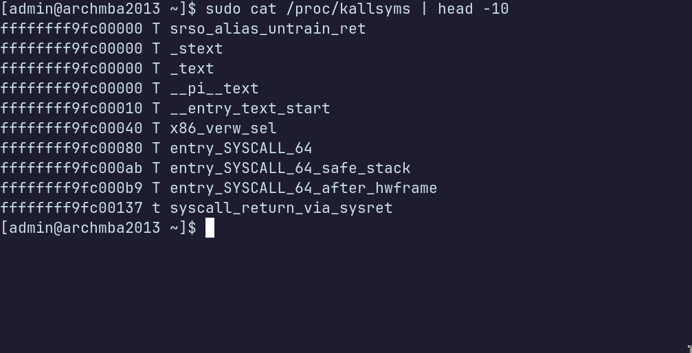 cat /proc/kallsyms img