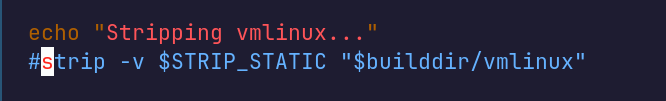 removing the line that strips vmlinux